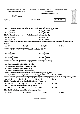 Kiểm tra 15 phút Đại số 11 (gồm nhiều mã đề)